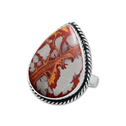Noreena Jasper Rings – Silver-Plated, Handmade, Earthy Red-Mustard Tones (Made to Order) | Wholesale