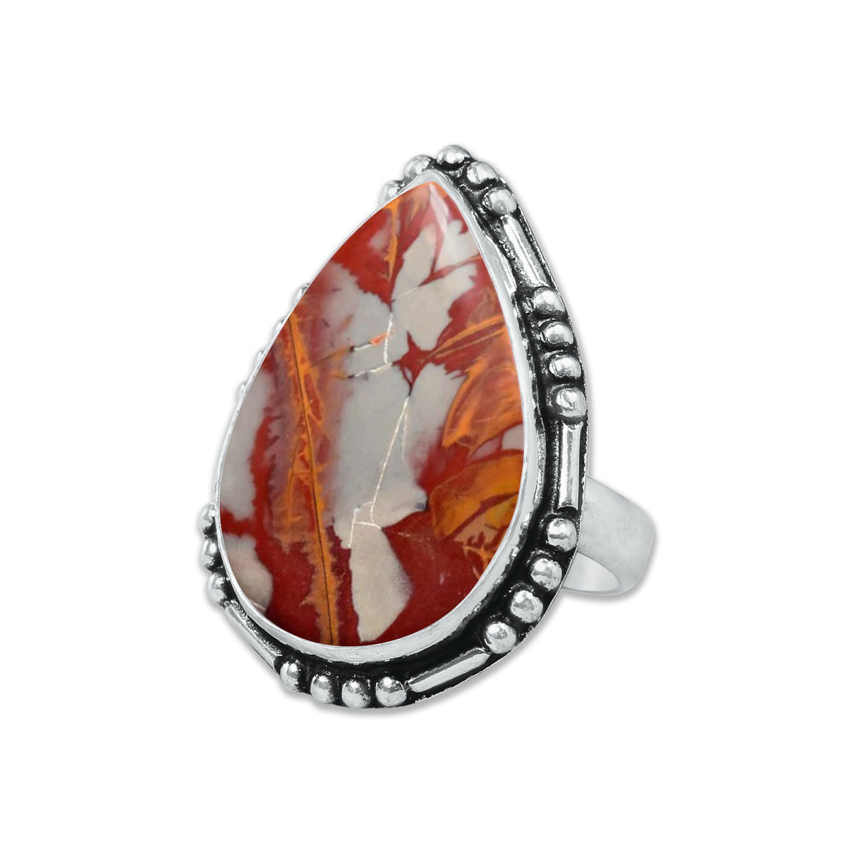Noreena Jasper Rings – Silver-Plated, Handmade, Earthy Red-Mustard Tones (Made to Order) | Wholesale