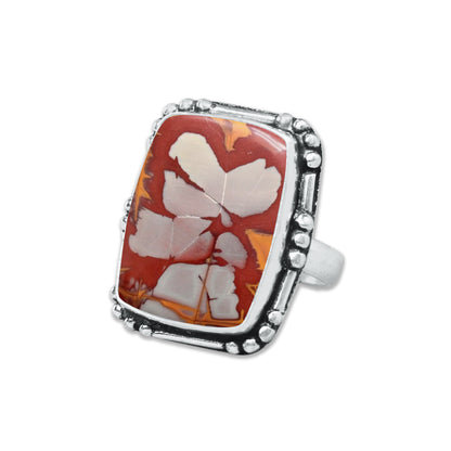 Noreena Jasper Rings – Silver-Plated, Handmade, Earthy Red-Mustard Tones (Made to Order) | Wholesale