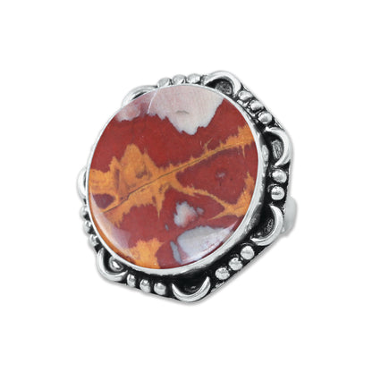 Noreena Jasper Rings – Silver-Plated, Handmade, Earthy Red-Mustard Tones (Made to Order) | Wholesale