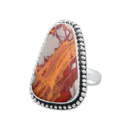 Noreena Jasper Rings – Silver-Plated, Handmade, Earthy Red-Mustard Tones (Made to Order) | Wholesale
