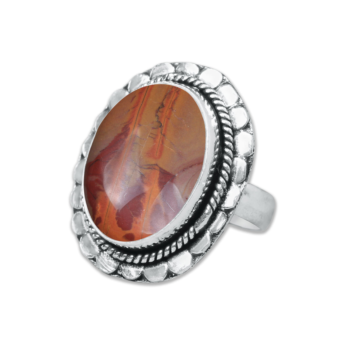 Noreena Jasper Rings – Silver-Plated, Handmade, Earthy Red-Mustard Tones (Made to Order) | Wholesale