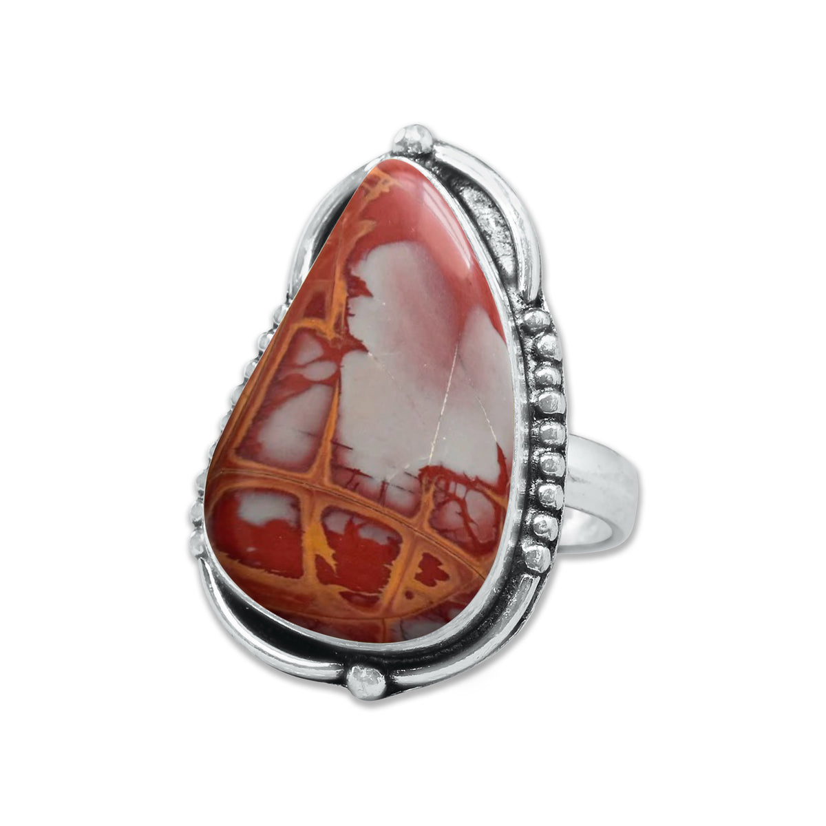 Noreena Jasper Rings – Silver-Plated, Handmade, Earthy Red-Mustard Tones (Made to Order) | Wholesale