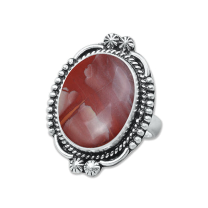 Noreena Jasper Rings – Silver-Plated, Handmade, Earthy Red-Mustard Tones (Made to Order) | Wholesale