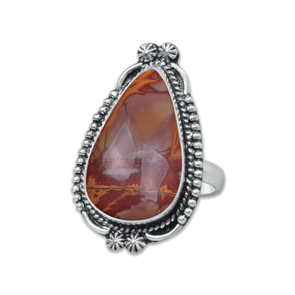 Noreena Jasper Rings – Silver-Plated, Handmade, Earthy Red-Mustard Tones (Made to Order) | Wholesale