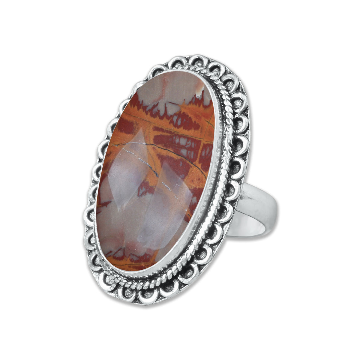 Noreena Jasper Rings – Silver-Plated, Handmade, Earthy Red-Mustard Tones (Made to Order) | Wholesale