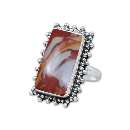Noreena Jasper Rings – Silver-Plated, Handmade, Earthy Red-Mustard Tones (Made to Order) | Wholesale
