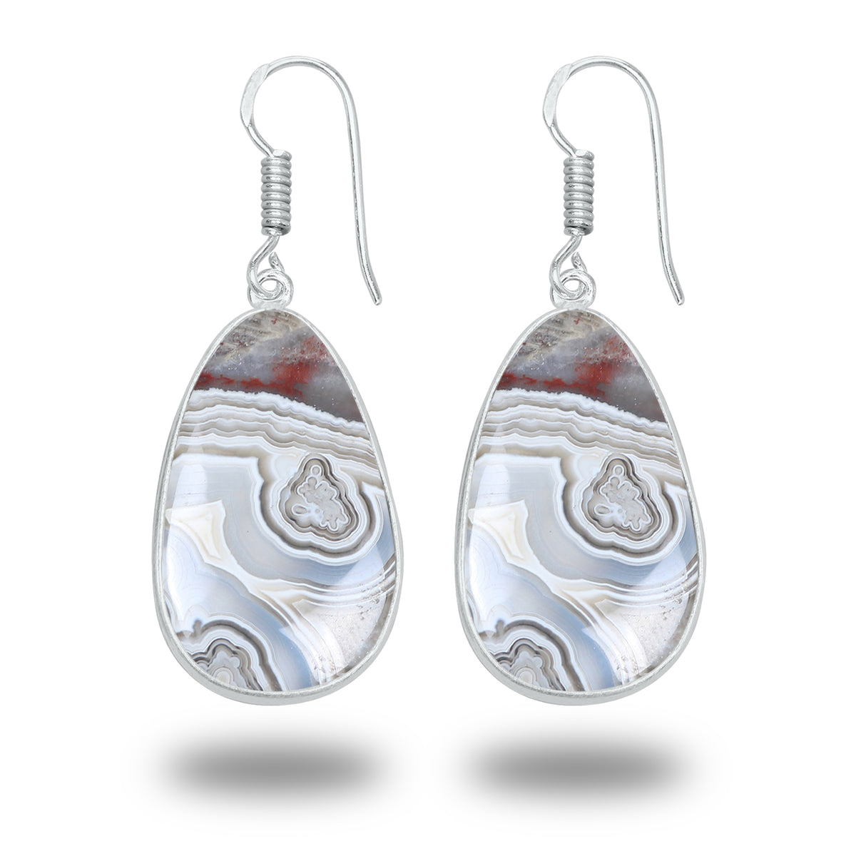 Crazy Lace Agate Earrings – Minimalist, Silver-Plated | Wholesale Handmade Jewelry