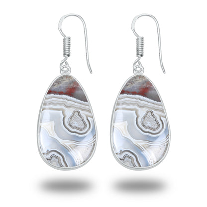 Crazy Lace Agate Earrings – Minimalist, Silver-Plated | Wholesale Handmade Jewelry