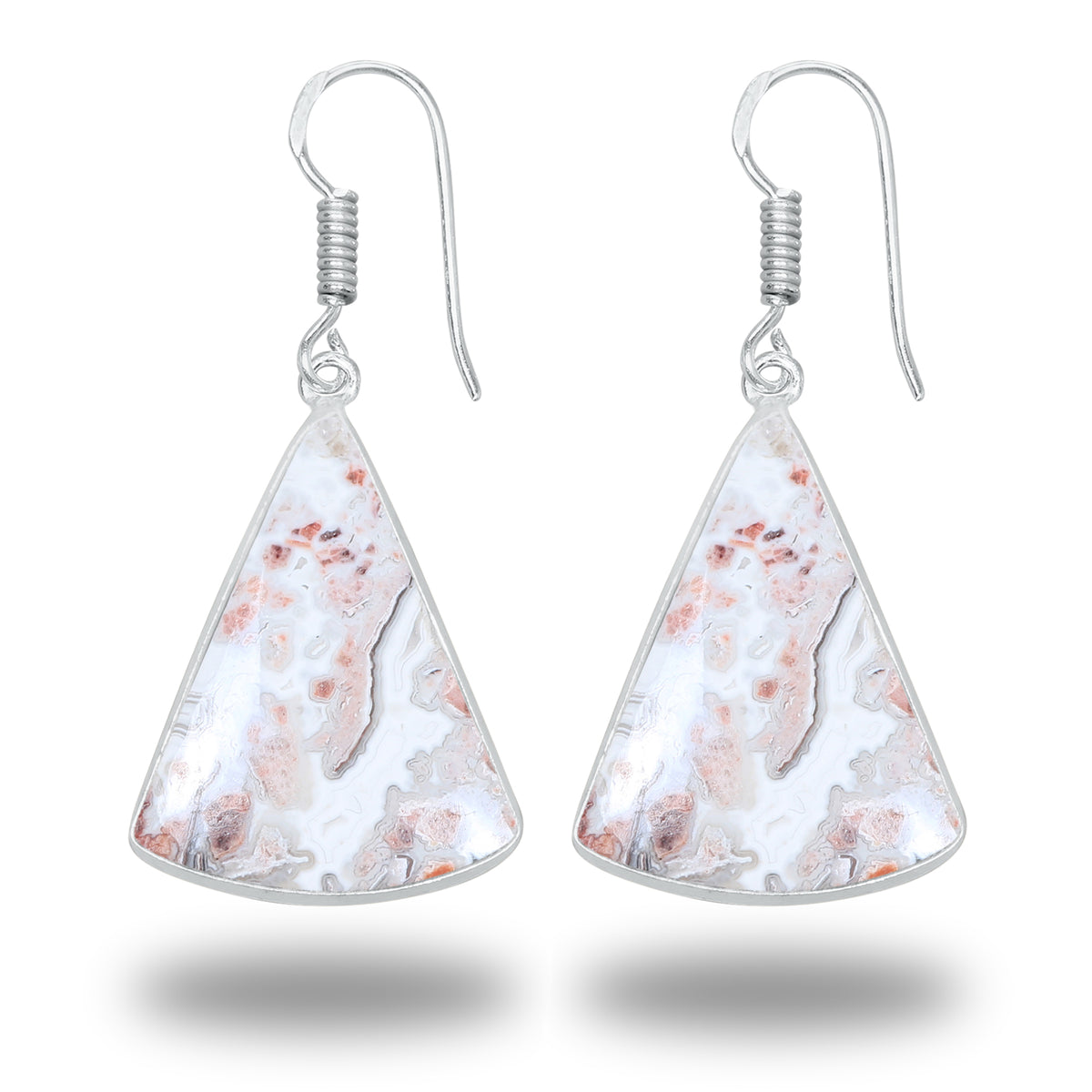 Crazy Lace Agate Earrings – Minimalist, Silver-Plated | Wholesale Handmade Jewelry
