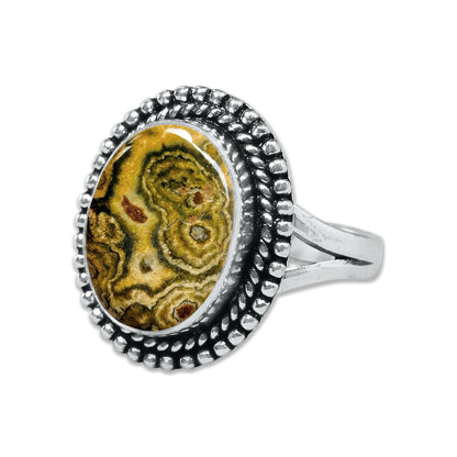 Ocean Jasper Rings – Silver-Plated, Handmade, Swirling Orb Patterns (Made to Order) | Wholesale