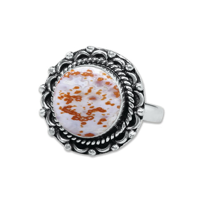 Ocean Jasper Rings – Silver-Plated, Handmade, Swirling Orb Patterns (Made to Order) | Wholesale