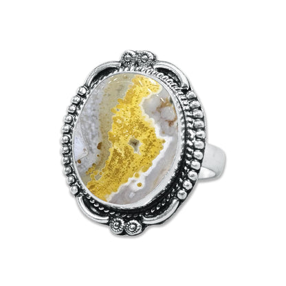 Ocean Jasper Rings – Silver-Plated, Handmade, Swirling Orb Patterns (Made to Order) | Wholesale
