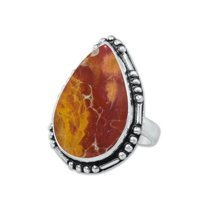 Ocean Jasper Rings – Silver-Plated, Handmade, Swirling Orb Patterns (Made to Order) | Wholesale