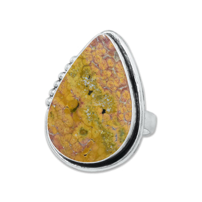 Ocean Jasper Rings – Silver-Plated, Handmade, Swirling Orb Patterns (Made to Order) | Wholesale