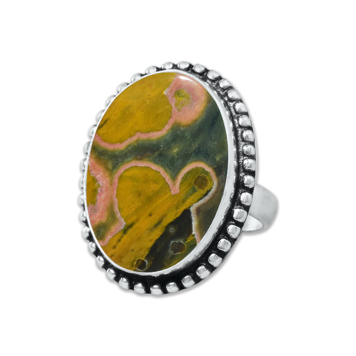 Ocean Jasper Rings – Silver-Plated, Handmade, Swirling Orb Patterns (Made to Order) | Wholesale