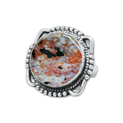 Ocean Jasper Rings – Silver-Plated, Handmade, Swirling Orb Patterns (Made to Order) | Wholesale