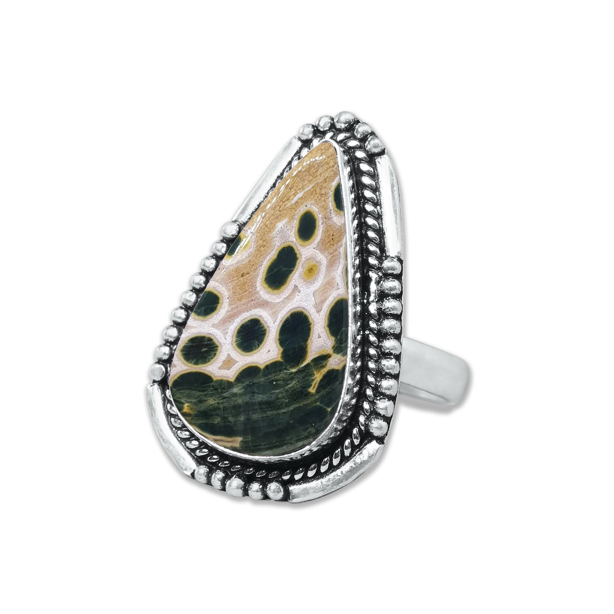 Ocean Jasper Rings – Silver-Plated, Handmade, Swirling Orb Patterns (Made to Order) | Wholesale