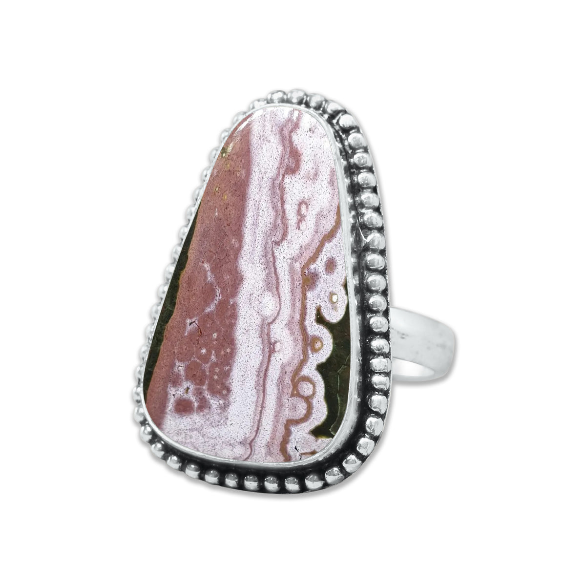 Ocean Jasper Rings – Silver-Plated, Handmade, Swirling Orb Patterns (Made to Order) | Wholesale