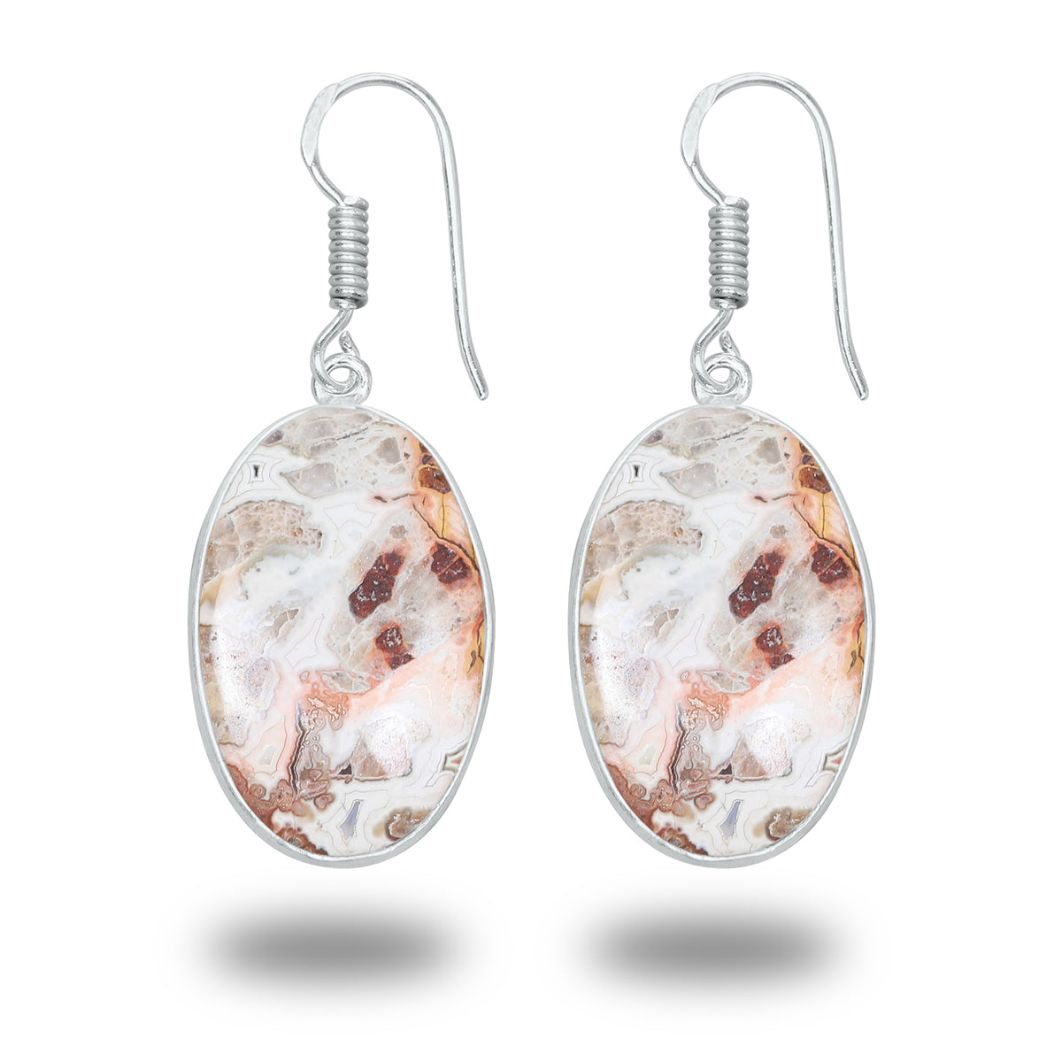 Crazy Lace Agate Earrings – Minimalist, Silver-Plated | Wholesale Handmade Jewelry