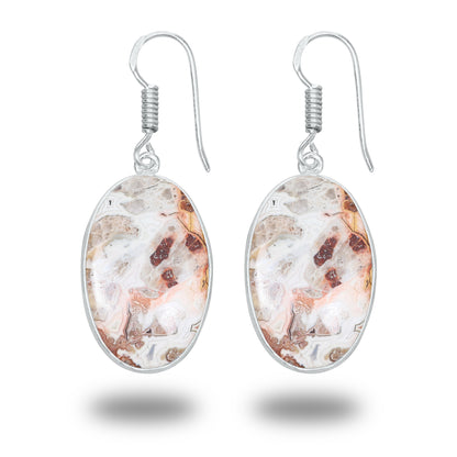 Crazy Lace Agate Earrings – Minimalist, Silver-Plated | Wholesale Handmade Jewelry