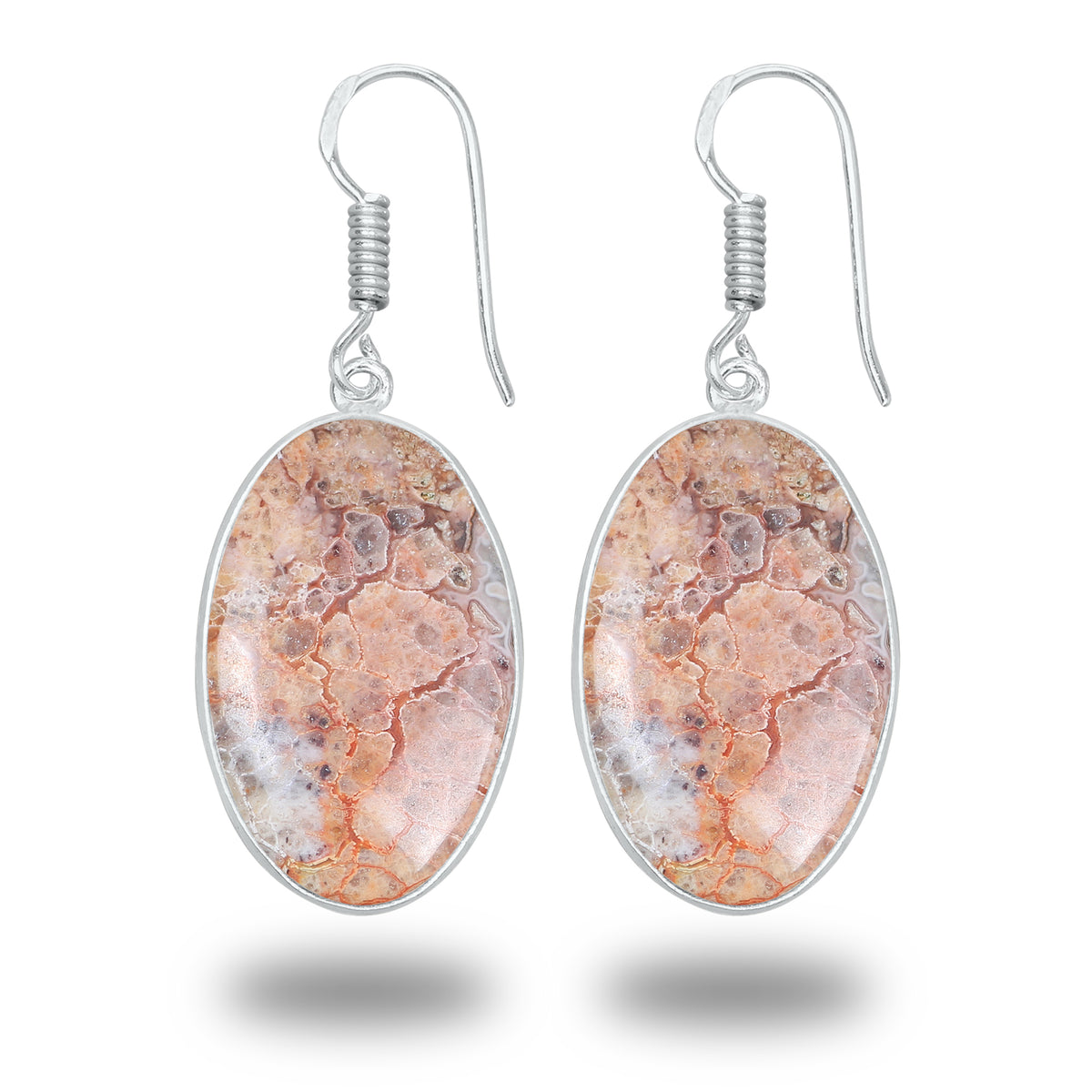 Crazy Lace Agate Earrings – Minimalist, Silver-Plated | Wholesale Handmade Jewelry