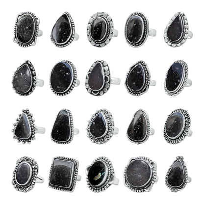 Nuummite Rings – Silver-Plated, Handmade, Ancient Black Flash Stone (Made to Order) | Wholesale