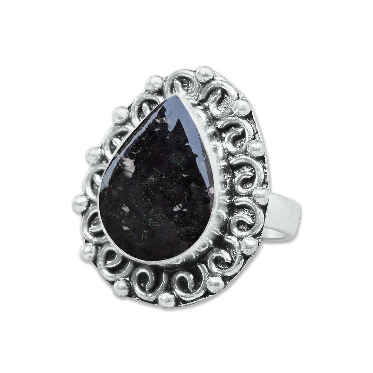 Nuummite Rings – Silver-Plated, Handmade, Ancient Black Flash Stone (Made to Order) | Wholesale
