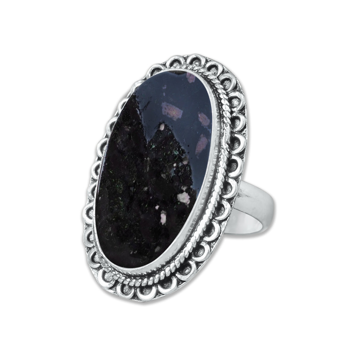 Nuummite Rings – Silver-Plated, Handmade, Ancient Black Flash Stone (Made to Order) | Wholesale