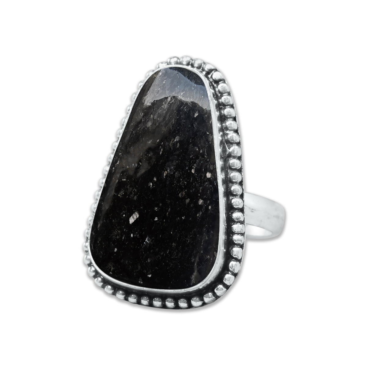 Nuummite Rings – Silver-Plated, Handmade, Ancient Black Flash Stone (Made to Order) | Wholesale