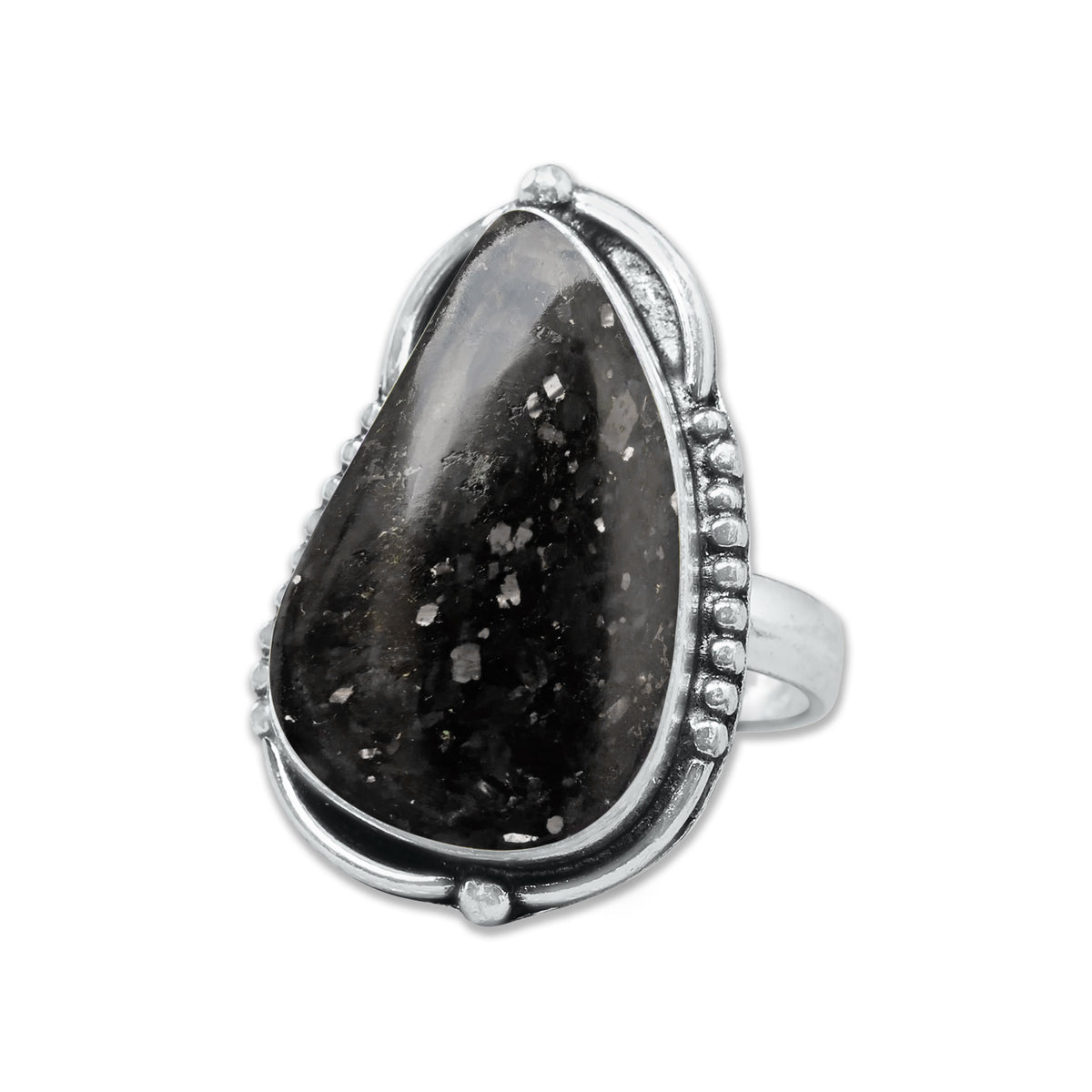 Nuummite Rings – Silver-Plated, Handmade, Ancient Black Flash Stone (Made to Order) | Wholesale
