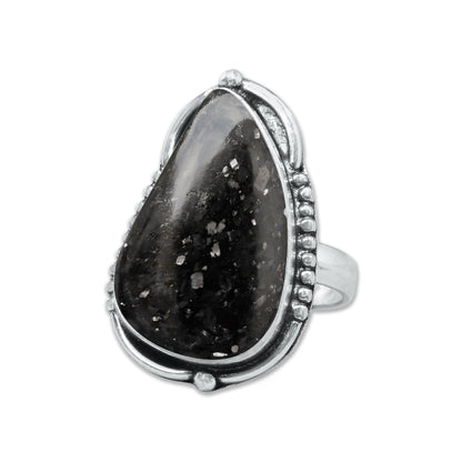 Nuummite Rings – Silver-Plated, Handmade, Ancient Black Flash Stone (Made to Order) | Wholesale