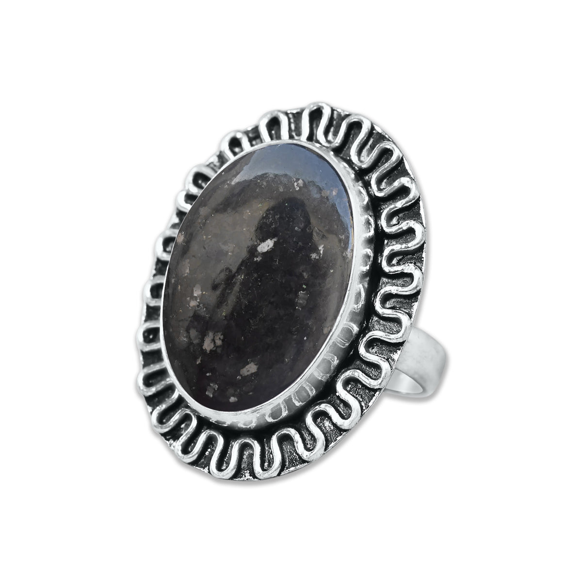 Nuummite Rings – Silver-Plated, Handmade, Ancient Black Flash Stone (Made to Order) | Wholesale