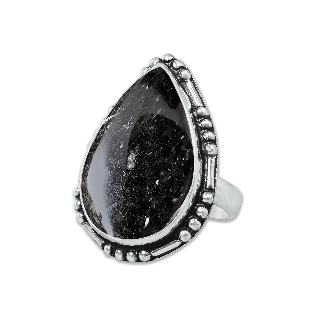 Nuummite Rings – Silver-Plated, Handmade, Ancient Black Flash Stone (Made to Order) | Wholesale