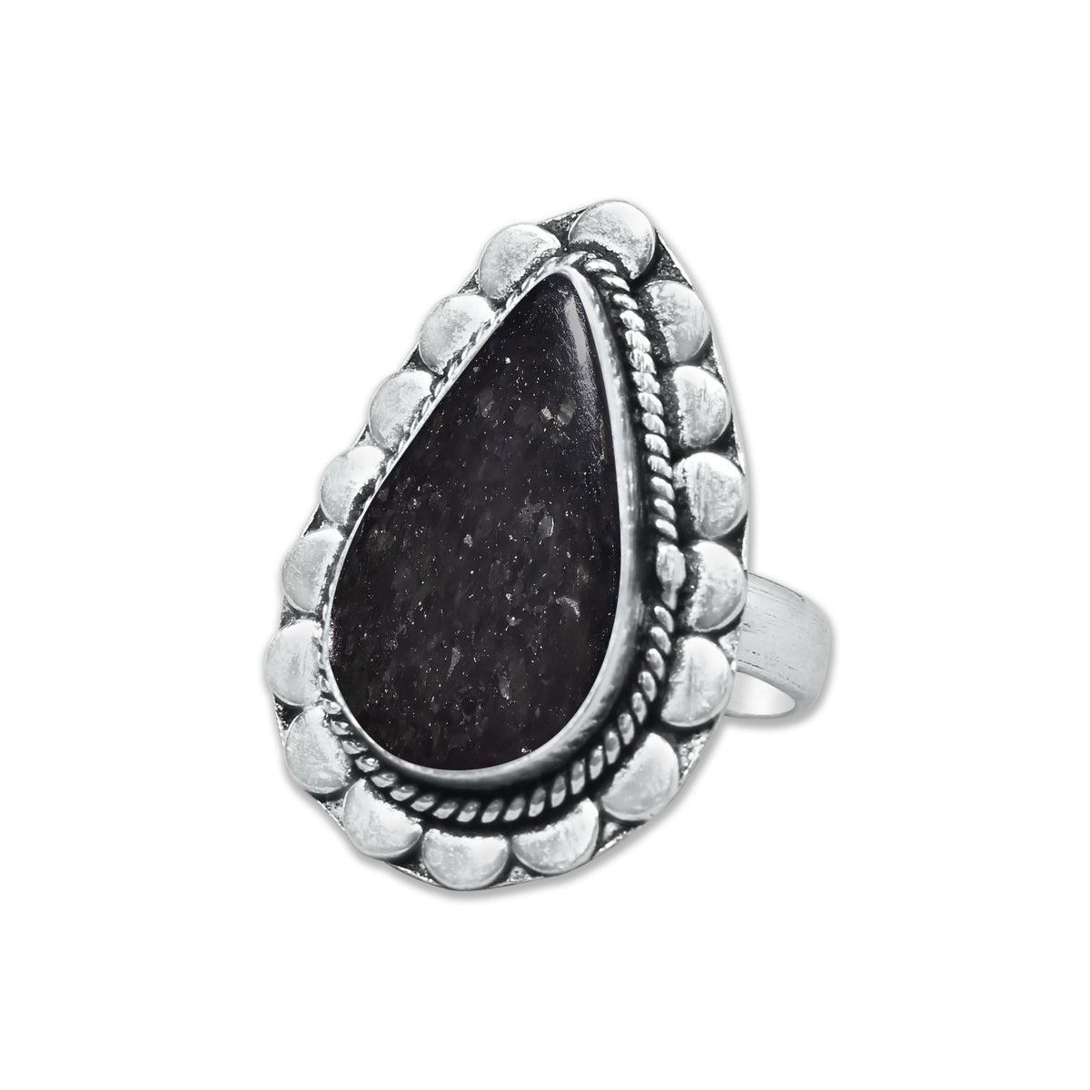Nuummite Rings – Silver-Plated, Handmade, Ancient Black Flash Stone (Made to Order) | Wholesale