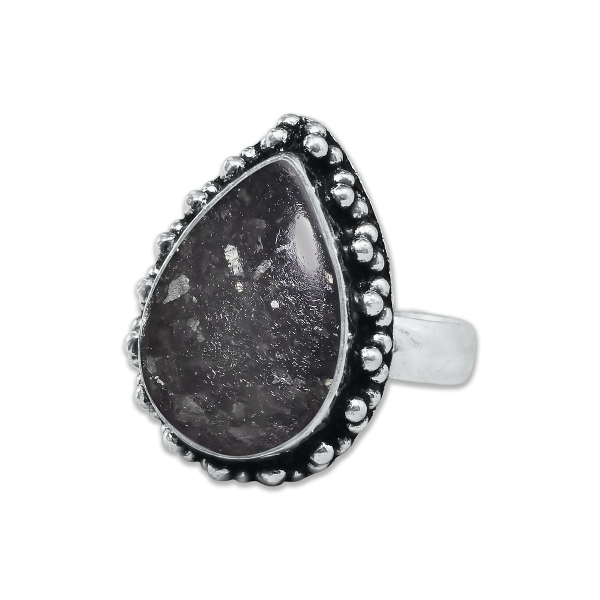 Nuummite Rings – Silver-Plated, Handmade, Ancient Black Flash Stone (Made to Order) | Wholesale
