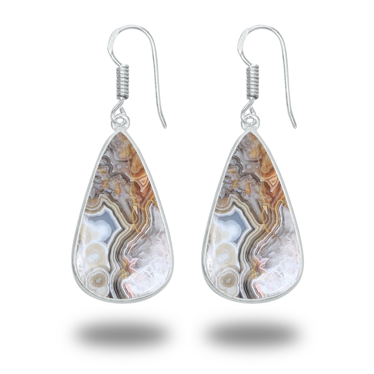 Crazy Lace Agate Earrings – Minimalist, Silver-Plated | Wholesale Handmade Jewelry