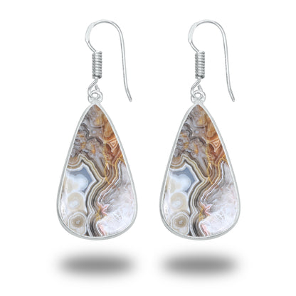Crazy Lace Agate Earrings – Minimalist, Silver-Plated | Wholesale Handmade Jewelry