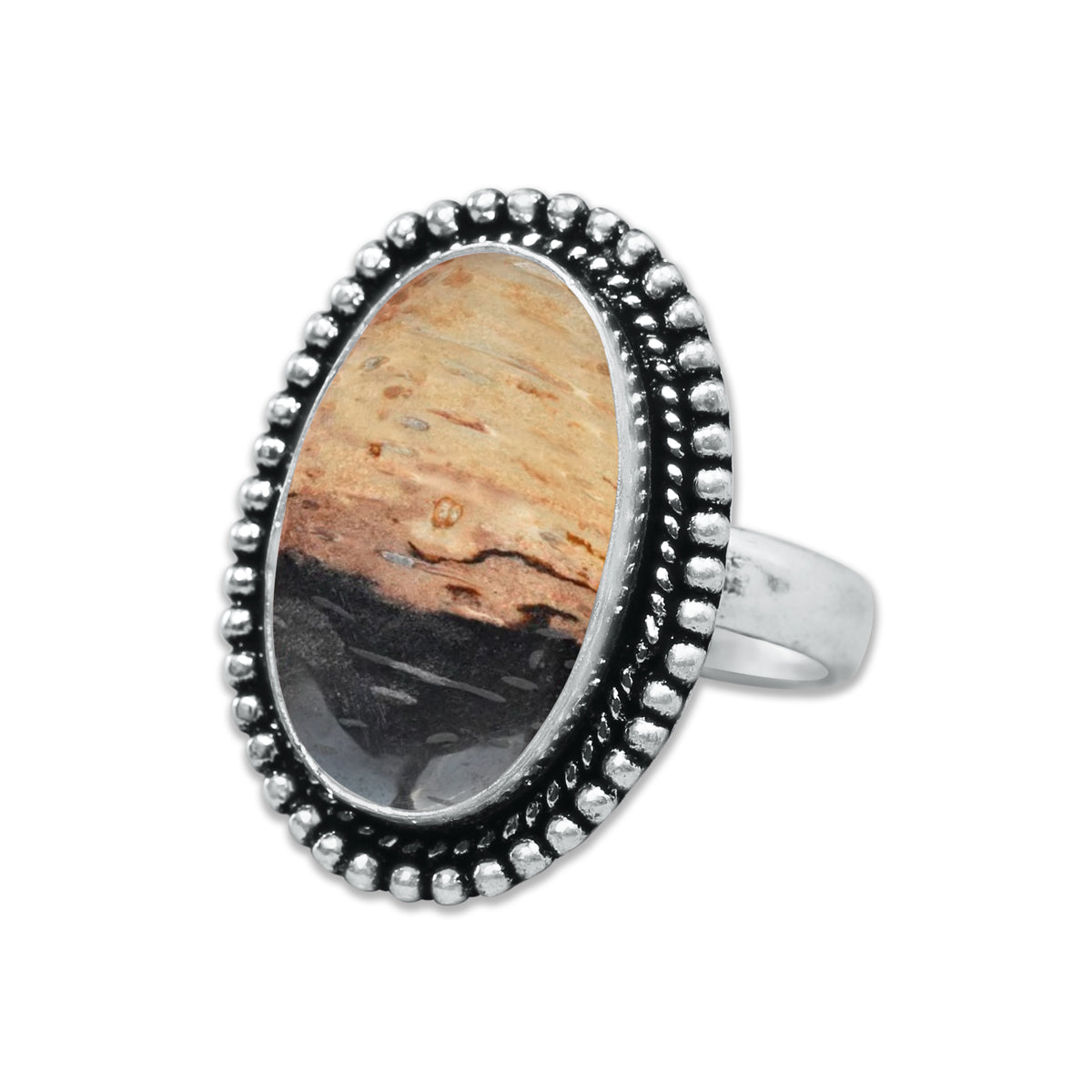 Palm Root Agate Rings – Silver-Plated, Handmade, Fossilized Palm Wood (Made to Order) | Wholesale