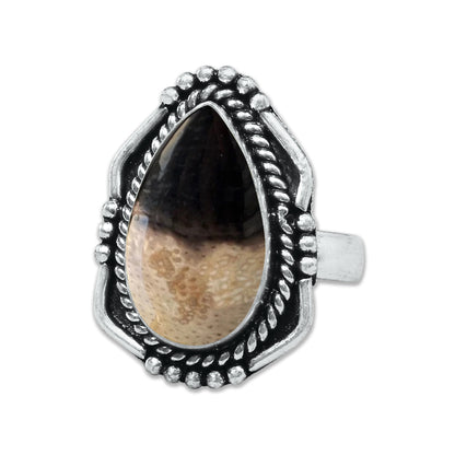 Palm Root Agate Rings – Silver-Plated, Handmade, Fossilized Palm Wood (Made to Order) | Wholesale