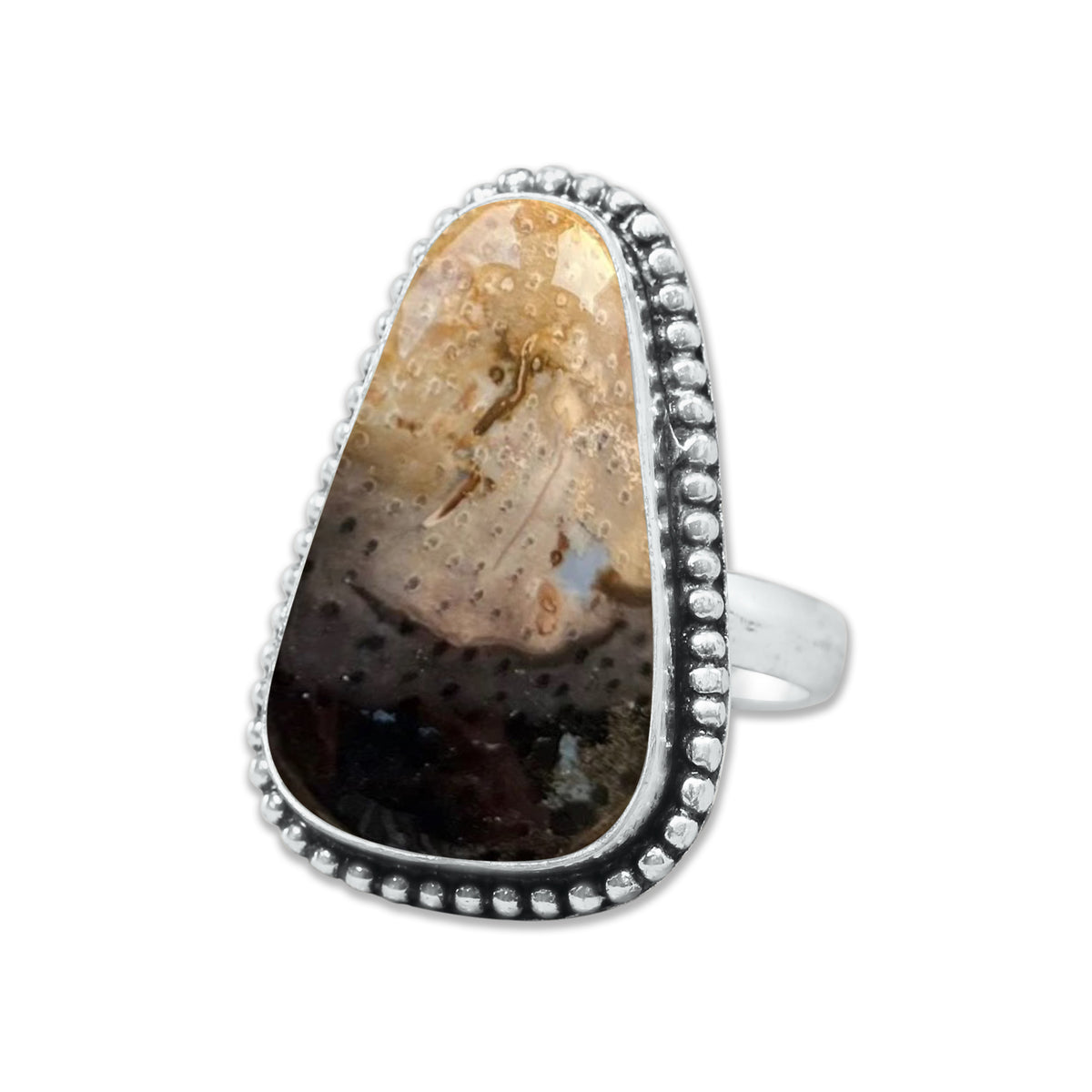 Palm Root Agate Rings – Silver-Plated, Handmade, Fossilized Palm Wood (Made to Order) | Wholesale