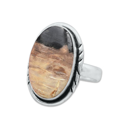 Palm Root Agate Rings – Silver-Plated, Handmade, Fossilized Palm Wood (Made to Order) | Wholesale