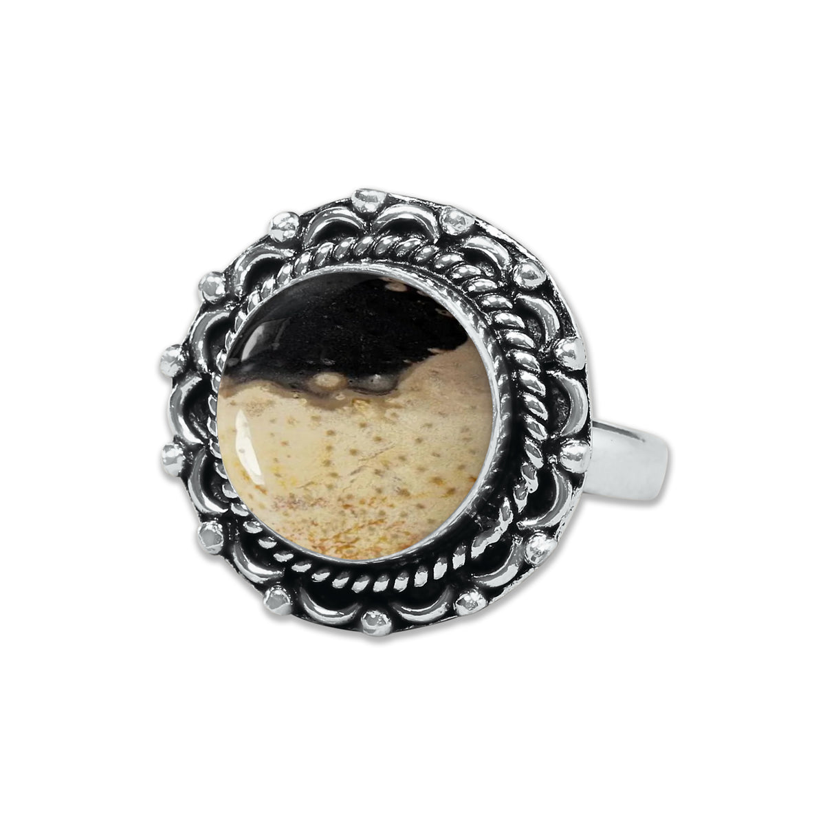 Palm Root Agate Rings – Silver-Plated, Handmade, Fossilized Palm Wood (Made to Order) | Wholesale