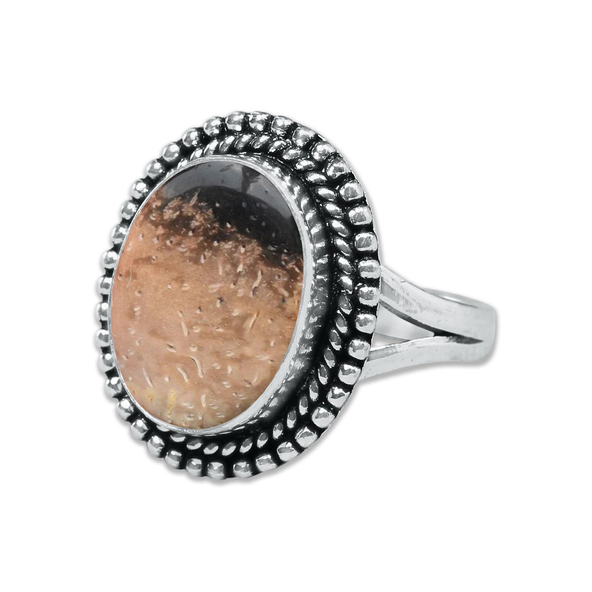 Palm Root Agate Rings – Silver-Plated, Handmade, Fossilized Palm Wood (Made to Order) | Wholesale