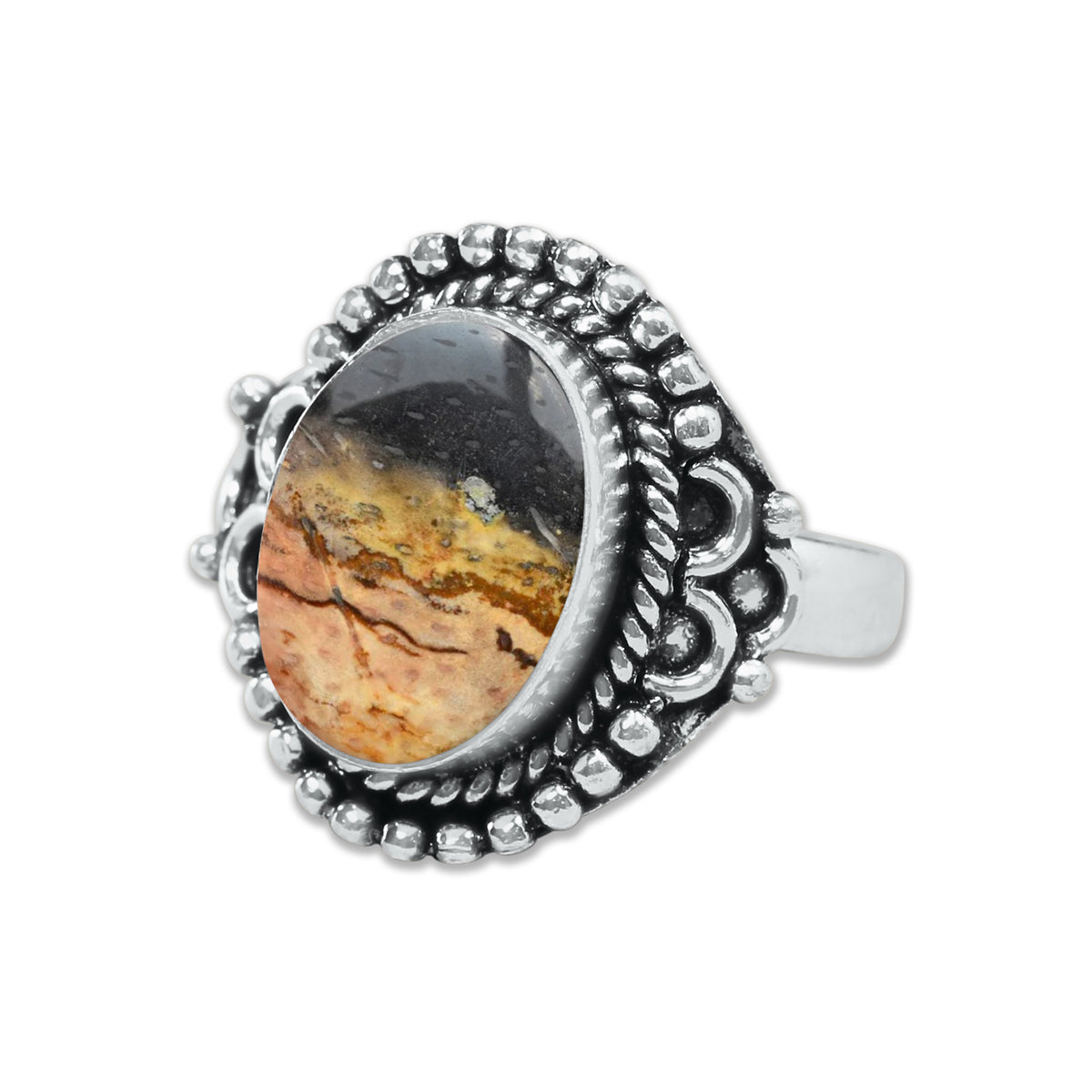 Palm Root Agate Rings – Silver-Plated, Handmade, Fossilized Palm Wood (Made to Order) | Wholesale