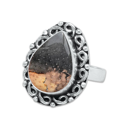Palm Root Agate Rings – Silver-Plated, Handmade, Fossilized Palm Wood (Made to Order) | Wholesale