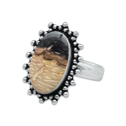 Palm Root Agate Rings – Silver-Plated, Handmade, Fossilized Palm Wood (Made to Order) | Wholesale