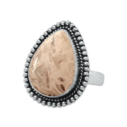 Palm Root Agate Rings – Silver-Plated, Handmade, Fossilized Palm Wood (Made to Order) | Wholesale