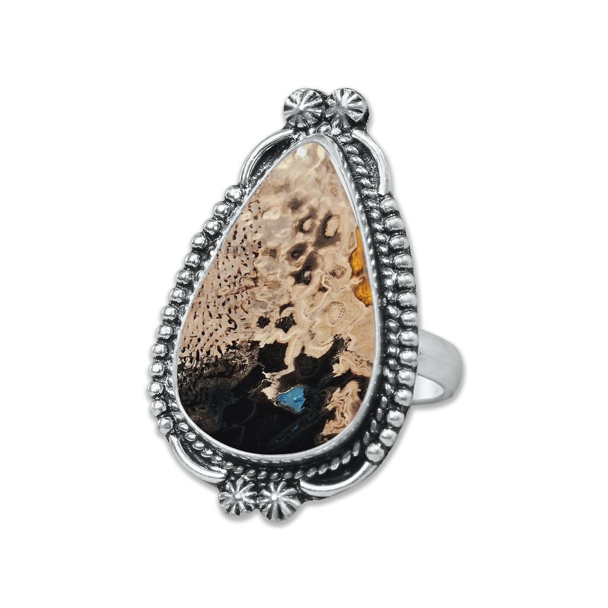 Palm Root Agate Rings – Silver-Plated, Handmade, Fossilized Palm Wood (Made to Order) | Wholesale
