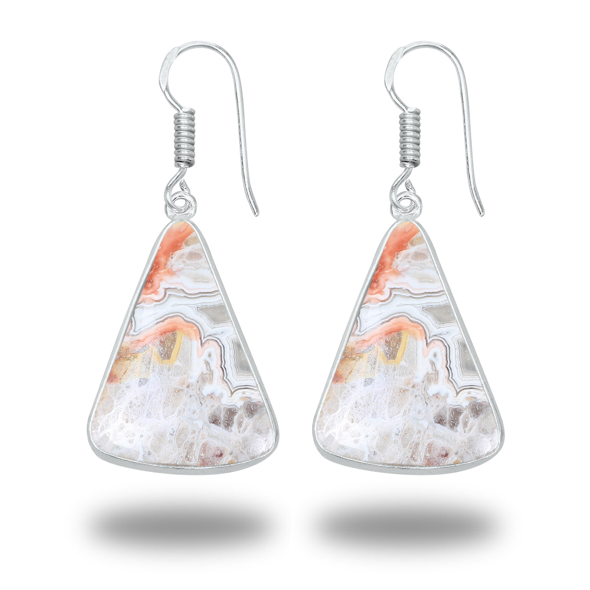 Crazy Lace Agate Earrings – Minimalist, Silver-Plated | Wholesale Handmade Jewelry